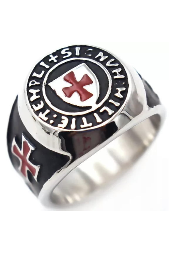 Cross Knight Templar Crusader Ring Men's Stainless Steel Vintage Biker Punk Ring-8