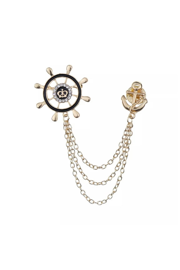 Crown Gold Skull Anchor Collar Suit Shirt Shinny Wing Neck Pin Brooch Gift