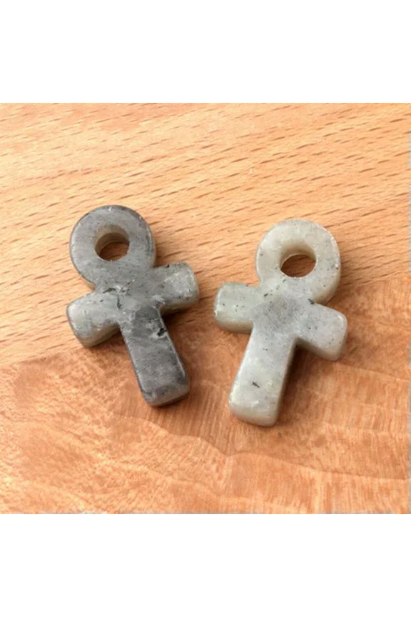 Crystal Ankh Pendant Mini Natural Carved Quartz Cross Egyptian Life Symbol DIY-Labradorite-1PC (Random Pick)