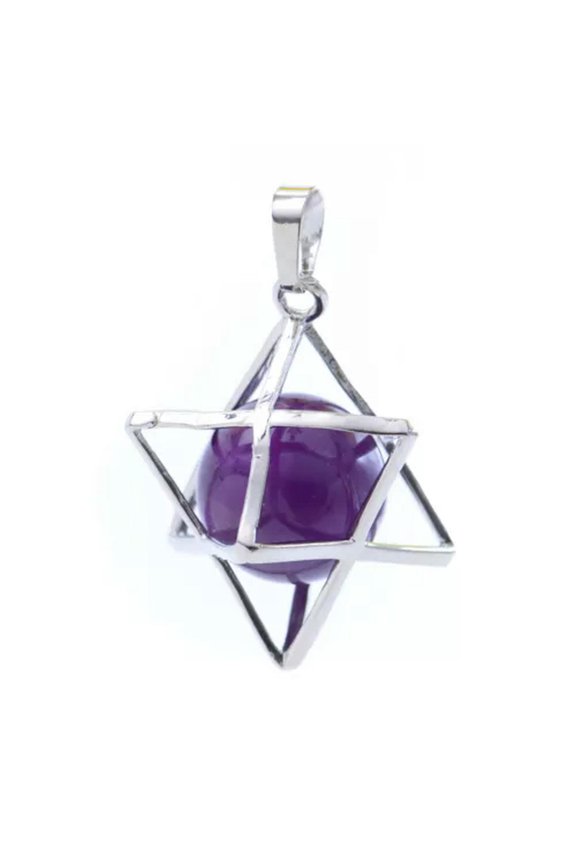 Crystal Ball Sphere Pendulum Pendant Reiki Healing Dowsing Charms Octagon Amulet-Amethyst