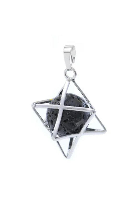 Crystal Ball Sphere Pendulum Pendant Reiki Healing Dowsing Charms Octagon Amulet-Lava Stone
