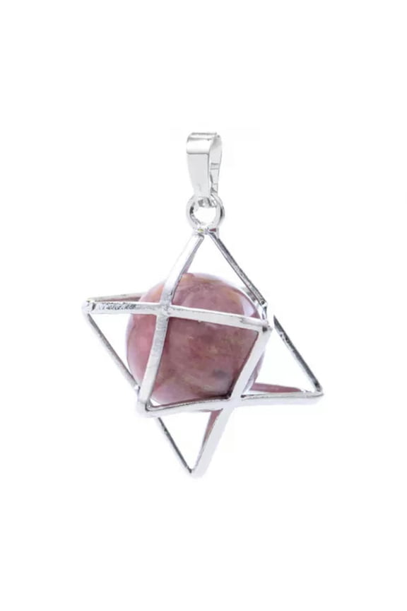 Crystal Ball Sphere Pendulum Pendant Reiki Healing Dowsing Charms Octagon Amulet-Rhodochrosite