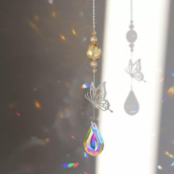 HOOUN Crystal Butterfly Suncatcher Hanging Prism Sun Catcher Pendant Window Decoration-#5