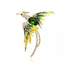 HOOUN Crystal Enamel Phoenix Bird Brooches Animal Pin For Women Men Brooch Pin Gi-qy_-Green