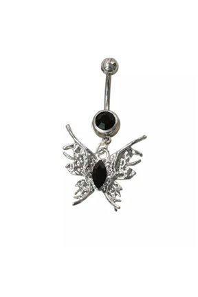 Crystal Heart Dangle Ring Stainless Steel Body Piercing Wing Heart Dangle Rings-Butterfly