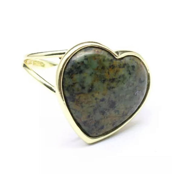 HOOUN Crystal Love Heart Rings Chakra Gemstone Quartz Bead Jewerly Adjustable Healing-African Turquoise-1PC (Random Pick)