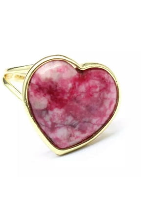 Crystal Love Heart Rings Chakra Gemstone Quartz Bead Jewerly Adjustable Healing-Sugilite-1PC (Random Pick)