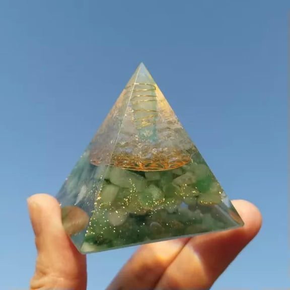 HOOUN Crystal Orgone Pyramid Chakra Meditation Energy Generator Orgonite Healing Reiki-Aventurine
