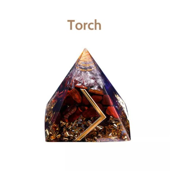 HOOUN Crystal Pyramid Runes Resin Quartz Orgonite Epoxy Chakra Orgone Reiki Healing-2-Torch