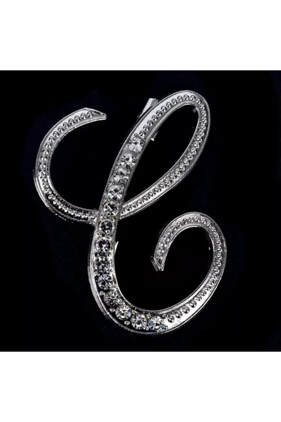 Crystal Rhinestone 26 Letters Women Collar Brooch Pin Corsage Bouquet Jewelr -yy-C