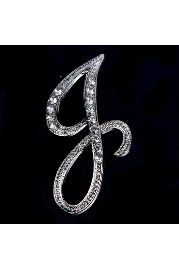 Crystal Rhinestone 26 Letters Women Collar Brooch Pin Corsage Bouquet Jewelr -yy-J