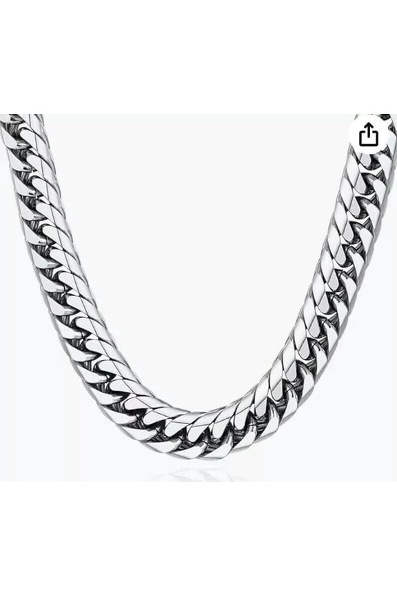 Cut Miami Cuban Link Chain for Mens Stainless Steel Curb Chain Necklace 15mm 28'