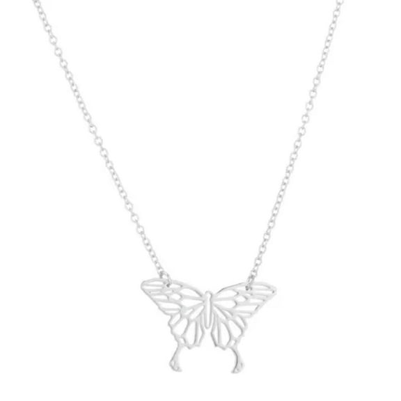 HOOUN Cute Animal Butterfly Stainless Steel Chain Pendant Gold Silver Necklace Gift
