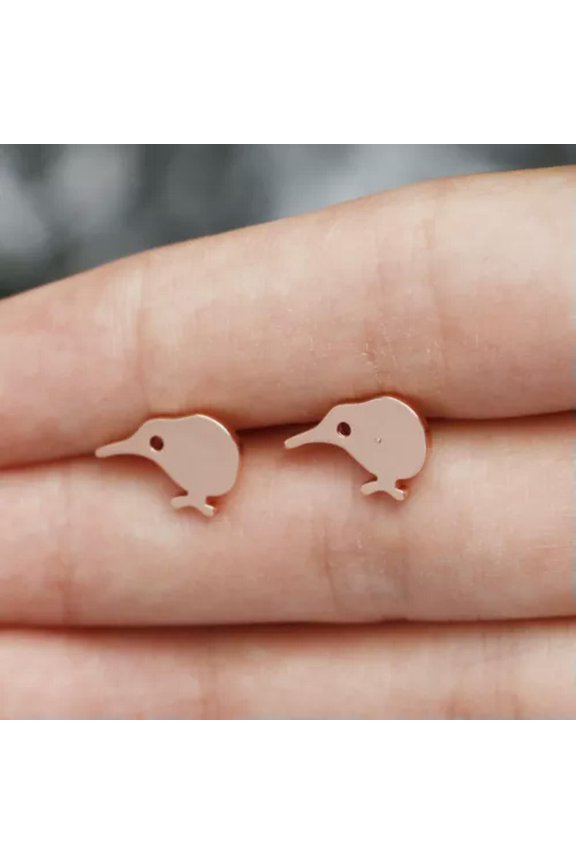 Cute Mini Small Bat Ghost Snake Stud Earring Ear Piercing Xmas Earring Jewelry-Bird#rose gold