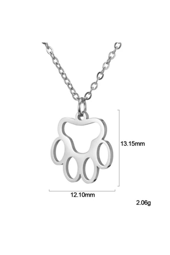Dog Cat Footprint Paw Chain Necklace Stainless Steel Statement Pendant Jewelry-50cm-gold