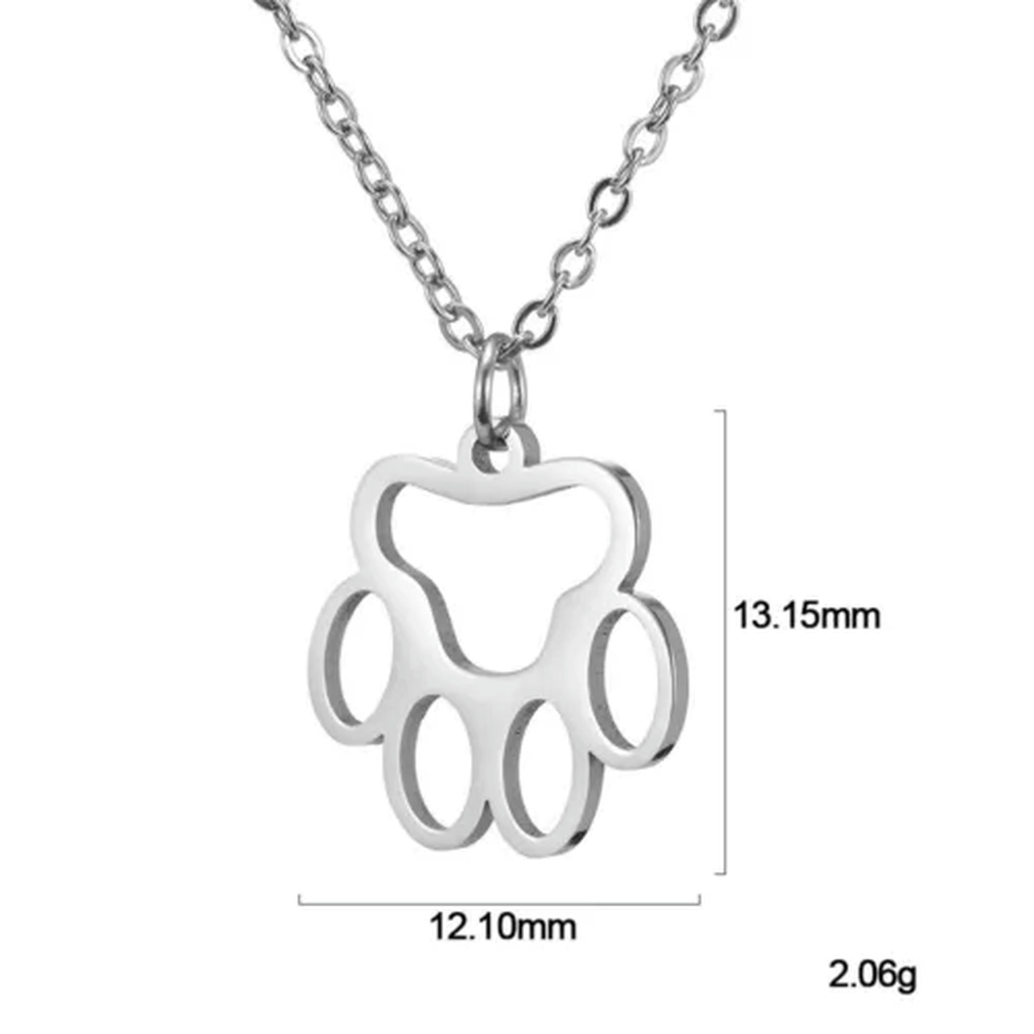 HOOUN Dog Cat Footprint Paw Chain Necklace Stainless Steel Statement ...