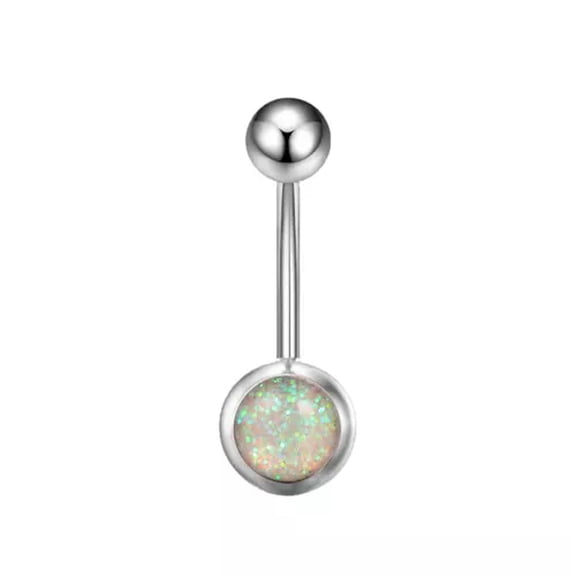 HOOUN Dripping Oil Navel Ring Navel Nail Pierced Navel Rings Shiny 8mm 1 Pc US-White