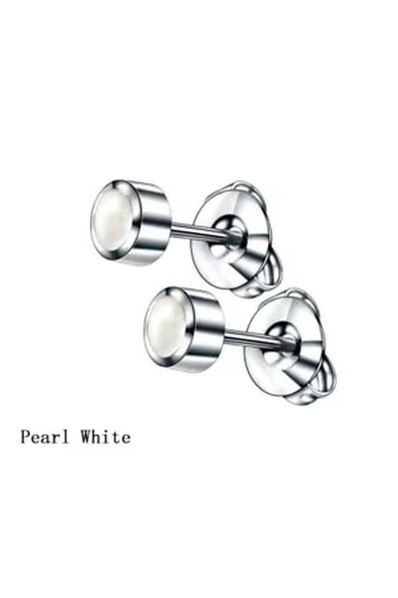 EAR PIERCING STUDS EARRINGS STUD CERTIFIED STERILE GOLD SILVER COLOUR 2mm-01#pearl white