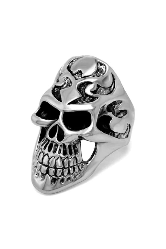 EVIL SMILE SKULL RINGS STAINLESS STEEL MEN'S GOTHIC SKULL FACE RING BIKER PUNK-12