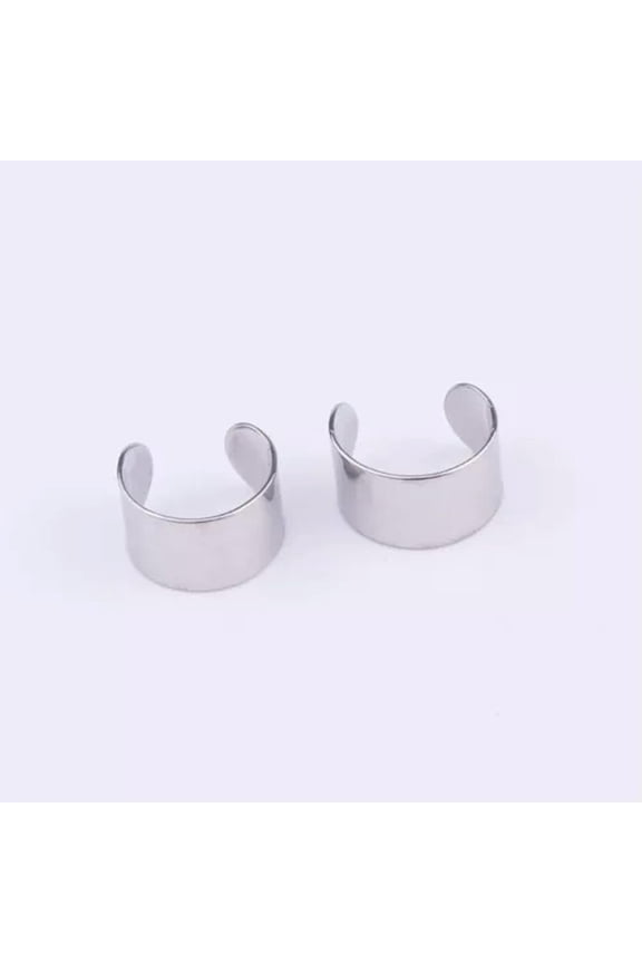 Ear Cuff Solid Tone Cartilage Clip On Wrap Earrings Non-Piercing Fashion Jewelry-silver