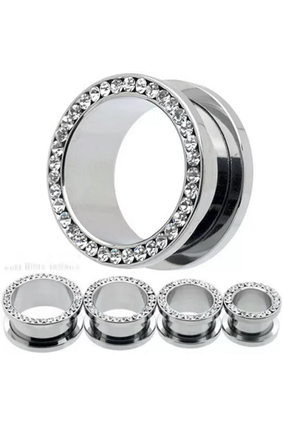 Ear Gauges Plugs Dangle Flesh Tunnels Silver Stretching Shinny Fashion Gift-10 mm