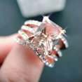 thumbnail image 1 of HOOUN Elegant 925 Silver Filled,Gold Wedding Rings Women Cubic Zircon Jewelry Sz 6-10-3Pcs/Set Morganite-7, 1 of 3
