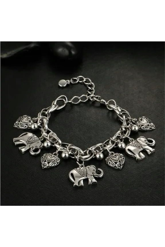 Elegant 925 Sterling Silver Unique New Women Fashion Charms Elephant 9" Bracelet