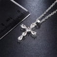 thumbnail image 1 of HOOUN Elegant Cross Jewelry Wedding Party 925 Silver Necklaces Pendants Cubic Zirconia-#1, 1 of 5