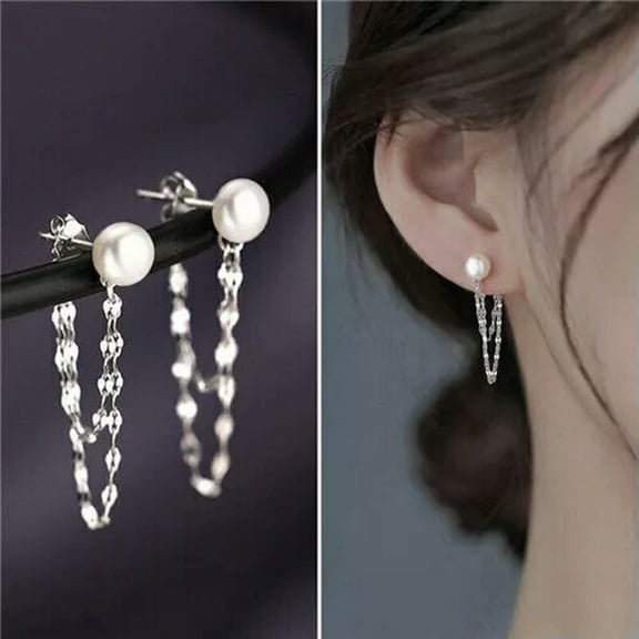 HOOUN Elegant Long Tassel 925 Silver,Gold Women Wedding Drop Dangle Earrings Jewelry-#2