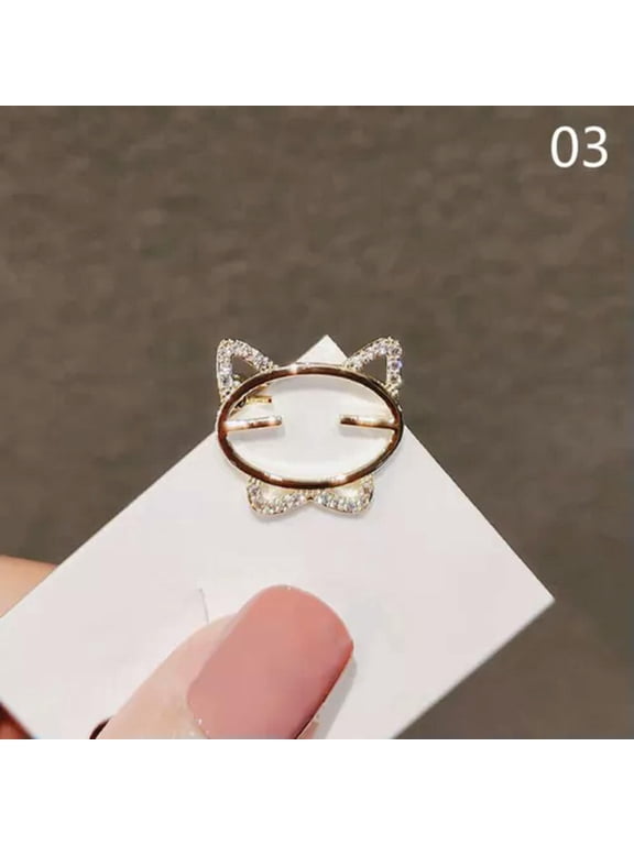 Elegant Rhinestone Opal Stone Moon Cat Brooch Pin Clothes Accessories Gift@-03