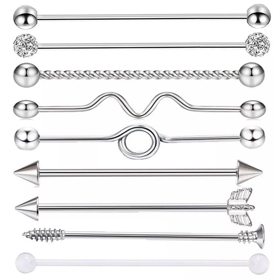 HOOUN Ensemble De 9 Industrial Scaffold Barre Piercing Oreille Droit Acier Gemme Opale