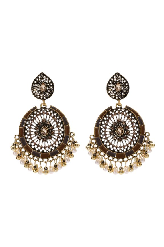 Ethnic Retro Turkish Jhumka Earrings Baroque Pearl Tassel Indian Earring Jewelry-1#