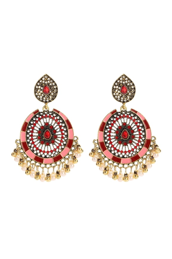 Ethnic Retro Turkish Jhumka Earrings Baroque Pearl Tassel Indian Earring Jewelry-4#