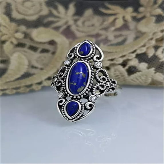 HOOUN Exquisite Women 925 Silver Wedding Oval Cut Cubic Zirconia Rings Jewelry Sz 6-10-8-Silver