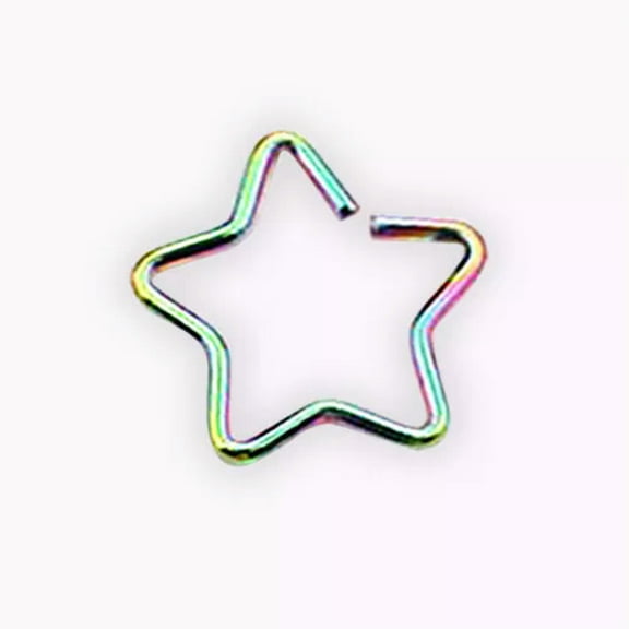 HOOUN Fake Piercing Nose Clip Body Jewelry Fashion Pentagram Open Cuff Ring Gifts -Colour