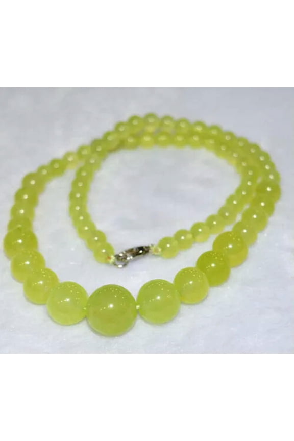 Fashion 6-14mm Light Green Peridot Round Gemstone Beads Necklace 18 inches