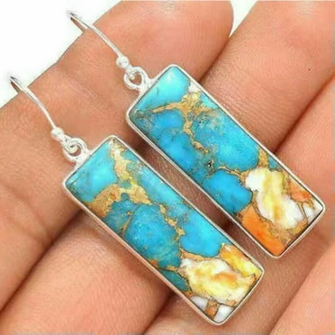 HOOUN Fashion 925 Silver Dangle Drop Earrings Hook Women Turquoise Jewelry Ear Gift-#1