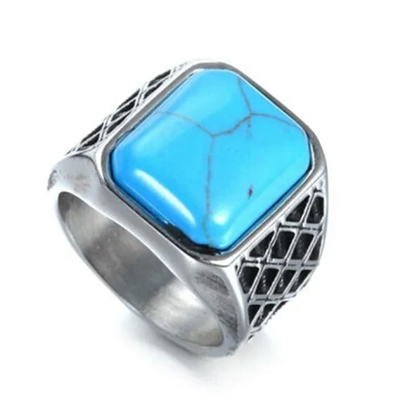 HOOUN Fashion 925 Silver Turquoise Rings Women Wedding Engagement Jewelry Gift Sz 5-12-13-Silver