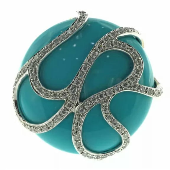HOOUN Fashion 925 Silver Turquoise Women Rings Wedding Party Jewelry Gifts Size 6-13-#1-8