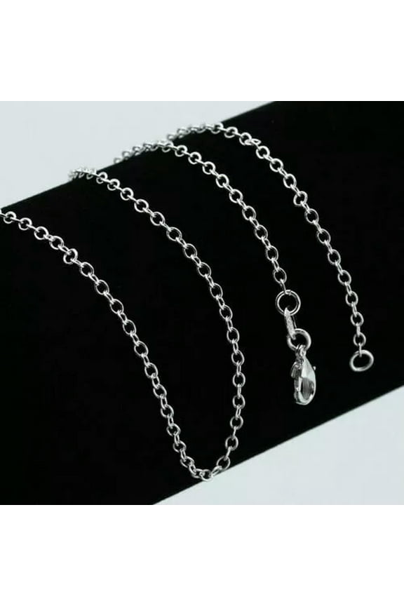 Fashion 925 Silver Women Rainbow Color Crystal Pendant Necklace Chain Jewelry-20inch 'O' Chain
