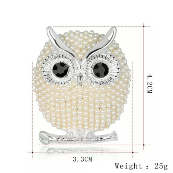 HOOUN Fashion Animal Insect Bee Spider Pearl Crystal Brooch Pin Women Men Jewelry Gift-#45 Pearl Silver Owl