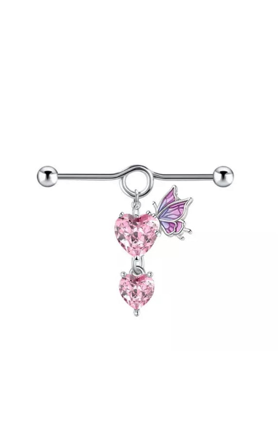 Fashion Body Piercing Jewelry Belly Navel Ring Hoop Butterfly Heart Accessories -Silver E