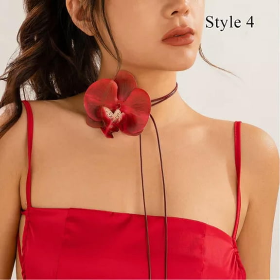 HOOUN Fashion Brooch Womens Choker Ear Orchid Pendants Studs Necklace Moth Jewelry-style 4