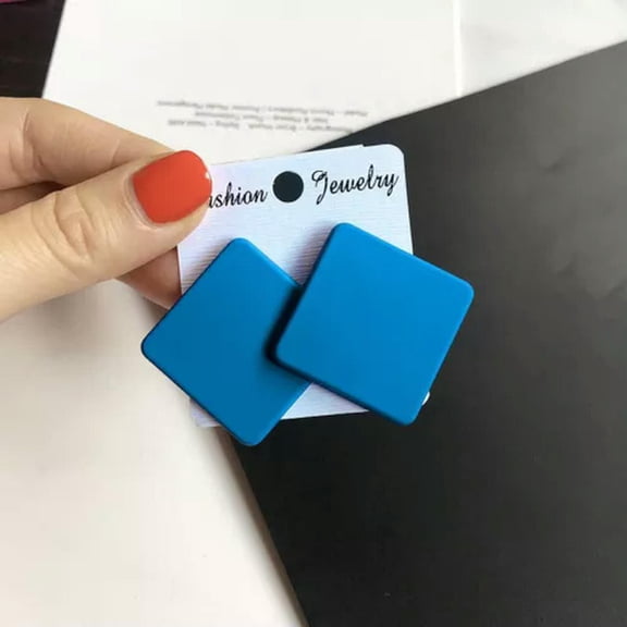 HOOUN Fashion Candy Color Earrings Jewelry Frosted Spray Paint Women Ear Studs -Light Blue