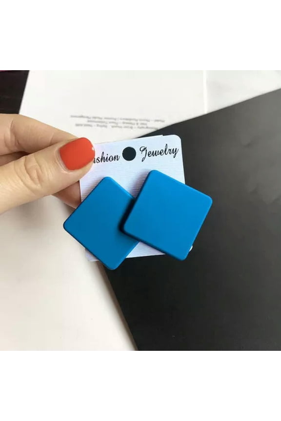 Fashion Candy Color Earrings Jewelry Frosted Spray Paint Women Ear Studs -Light Blue