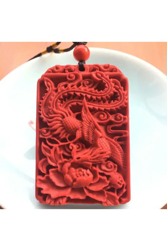 Fashion Chinese Natural Red Organic Cinnabar Phoenix Pendant Lucky Amulet Hot