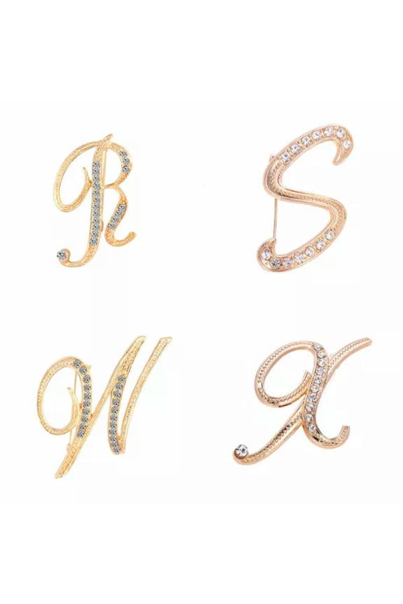 Fashion Crystal Letter Brooch Initial Lapel Pin Rhinestone 26 English Letters-X