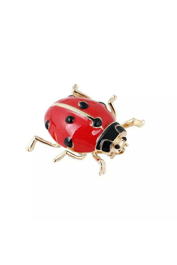 Fashion Enamel Red Ladybug Insect Brooches Beetle Pin Scarf Corsage Jewe-qy@