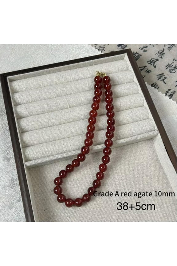 Fashion Exquisite Red Agate Natural Stone Round Beaded Necklaces Jewelry Gift#-10mm