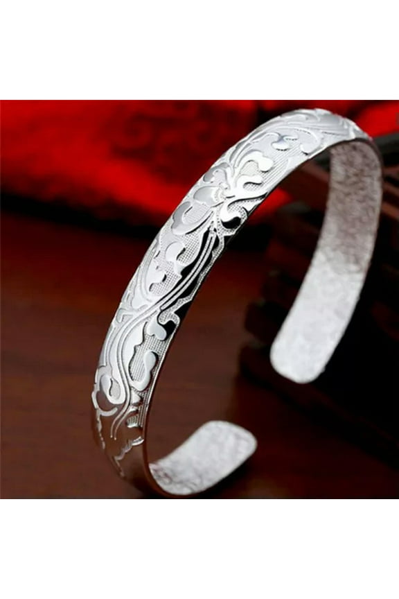 Fashion Female Jewelry 999 Sterling Silver Bangles Cuff Bracelet High Qu-lq@
